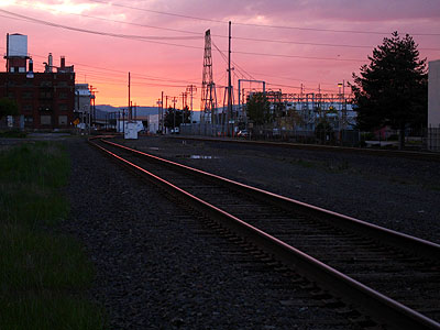 Electric Wires,Train Tracks, Sunset
