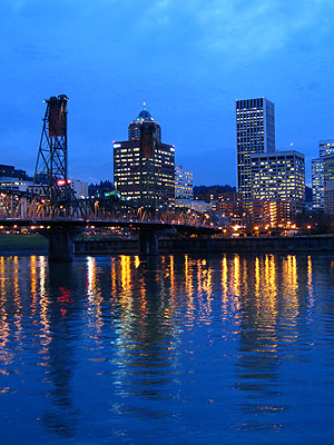 Hawthorne Bridge, Downtown, Sunset