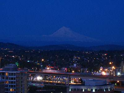 Mount Hood at Dusk with Marquam Bridge