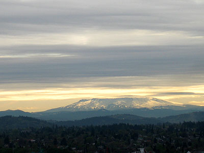 Mount Hood with Low Clouds, Fog