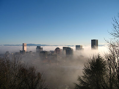 Portland Skyline in Fog