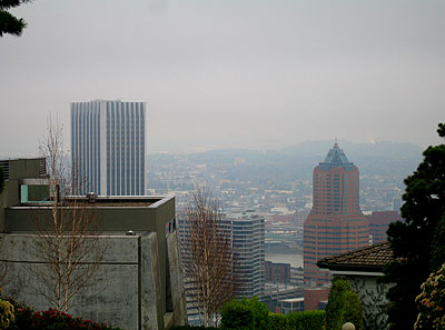 West Hills Houses With Downtown Skyline, Fog